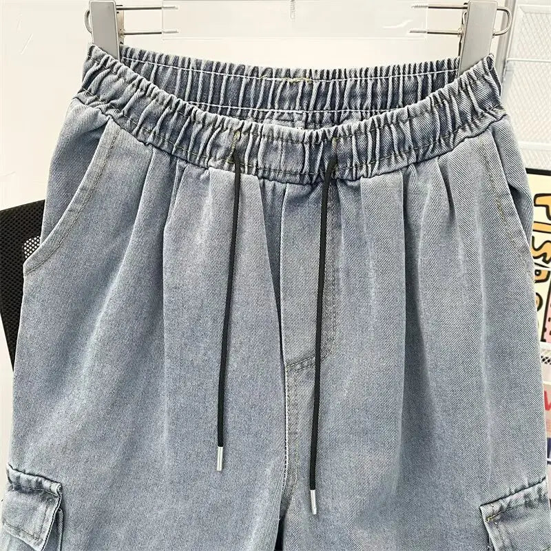 Men's Hip-Hop Vintage Washed Wide-Leg Cargo Jeans