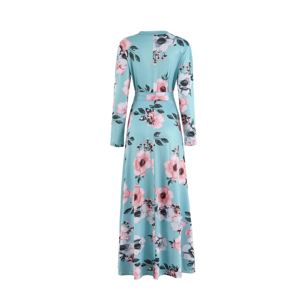 Women's Boho Floral A-Line Swing Maxi Dress