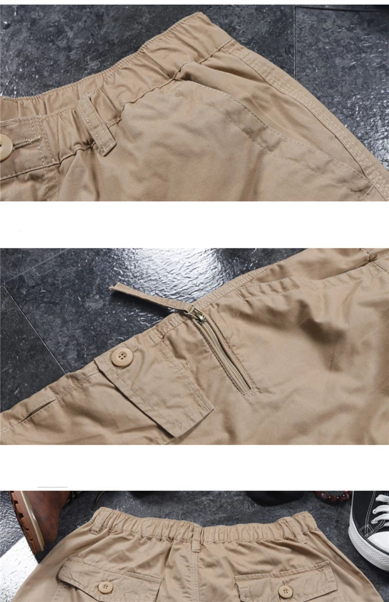 DOUSE Men's Multi-Pocket Cargo Shorts – Military Tactical Cotton Capri Pants