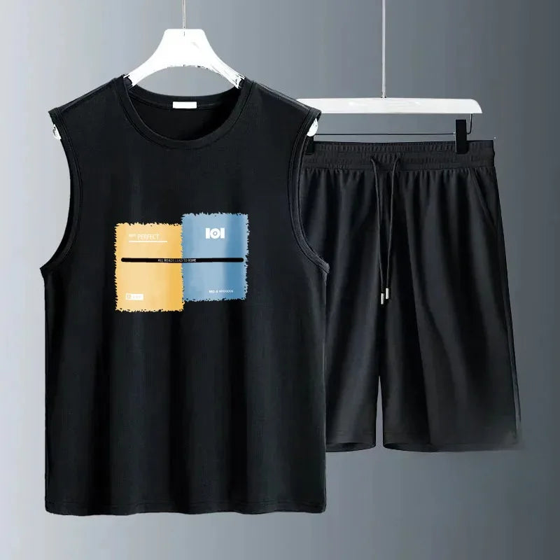 Men's Harajuku Basketball Sports 2-Piece Set