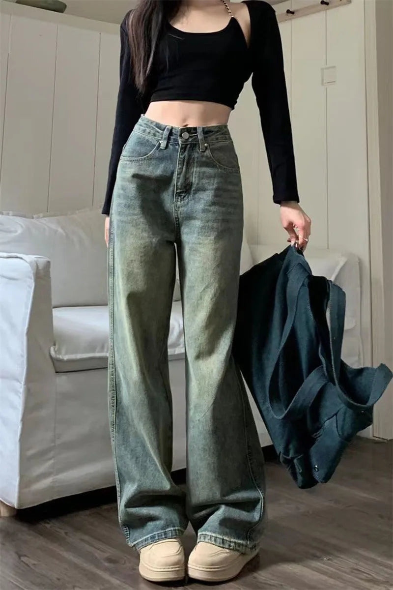 Women's Y2K High-Waist Baggy Wide-Leg Jeans