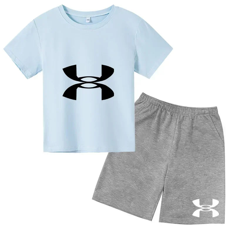 Boys' 3D Print T-Shirt & Shorts Sports Set