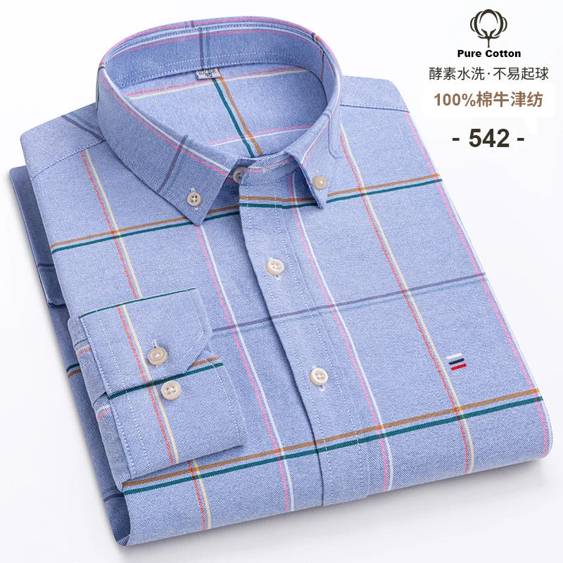 Men's Cotton Oxford Embroidery Dress Shirt