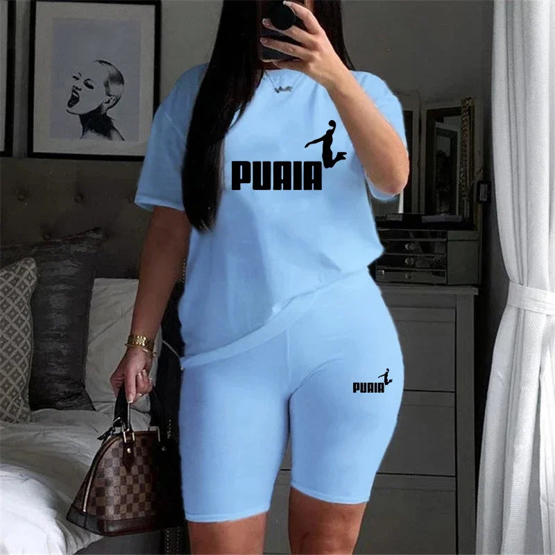 Women's O-Neck T-Shirt & Shorts Tracksuit Set