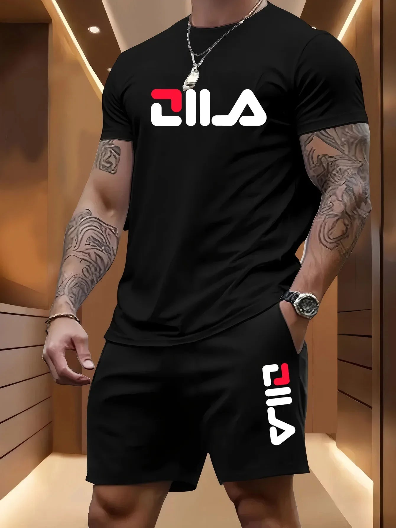 Men's Summer Beach T-Shirt & Shorts Set