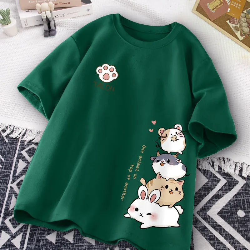 Women's Cute Hamster Print Casual T-Shirt