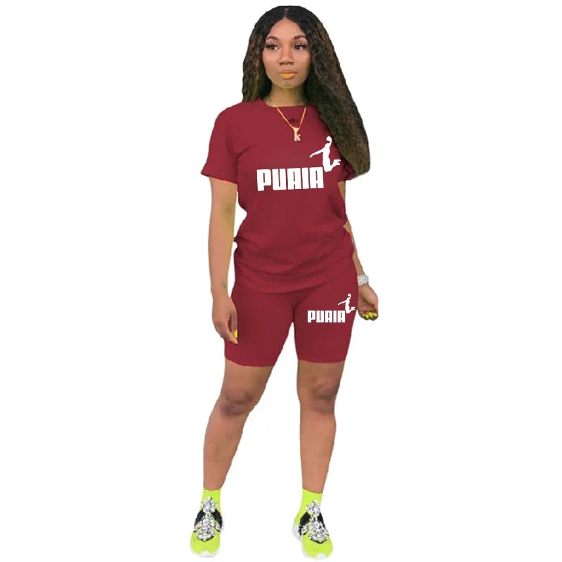 Women's O-Neck T-Shirt & Shorts Tracksuit Set