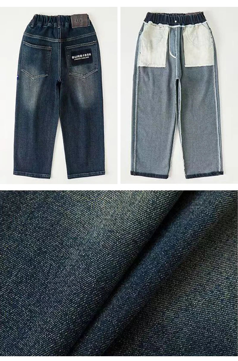 Boys' Fashion Letter Straight Denim Jeans