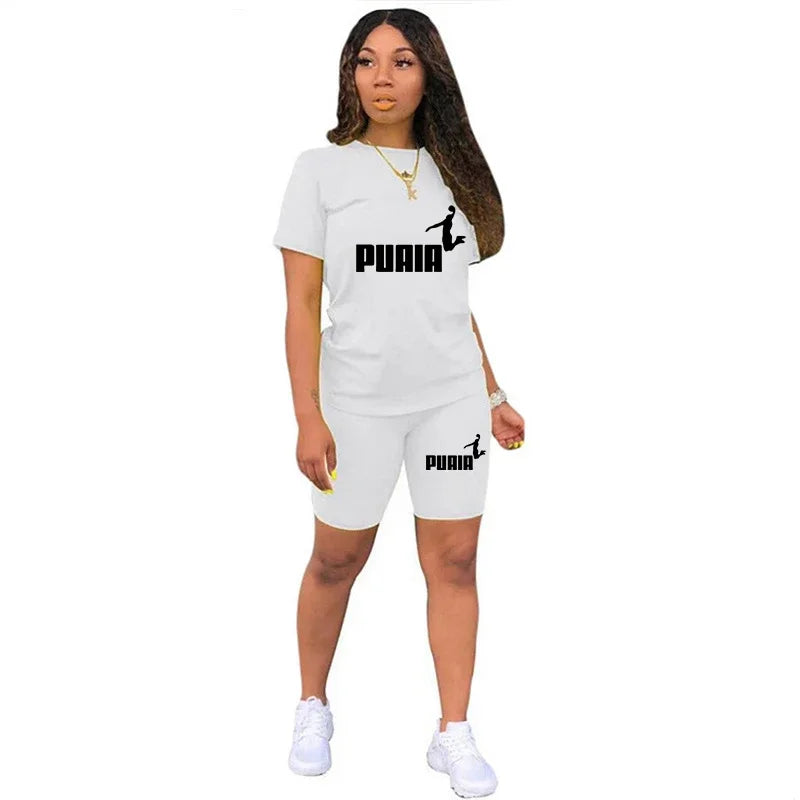 Women's O-Neck T-Shirt & Shorts Tracksuit Set