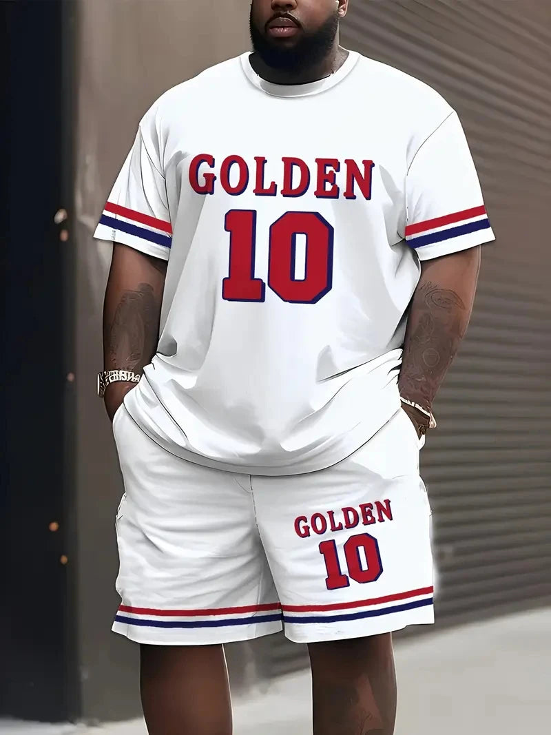Men's Plus Size Letter Print Sports Set