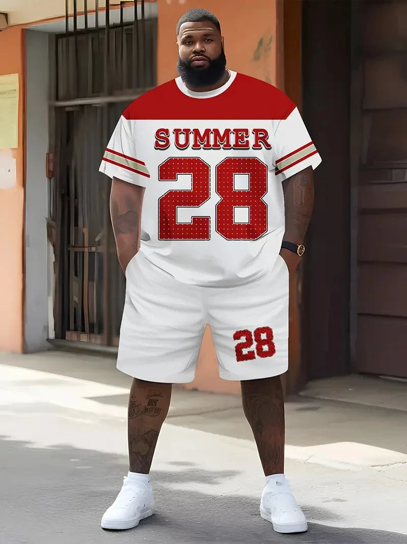 Men's Plus Size Letter Print Sports Set