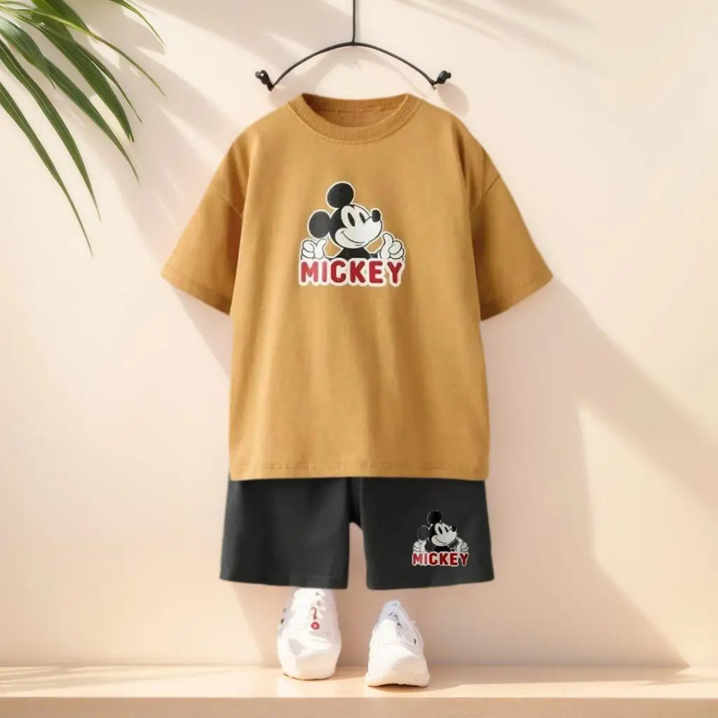 Boys' Cartoon Print T-Shirt & Shorts Set