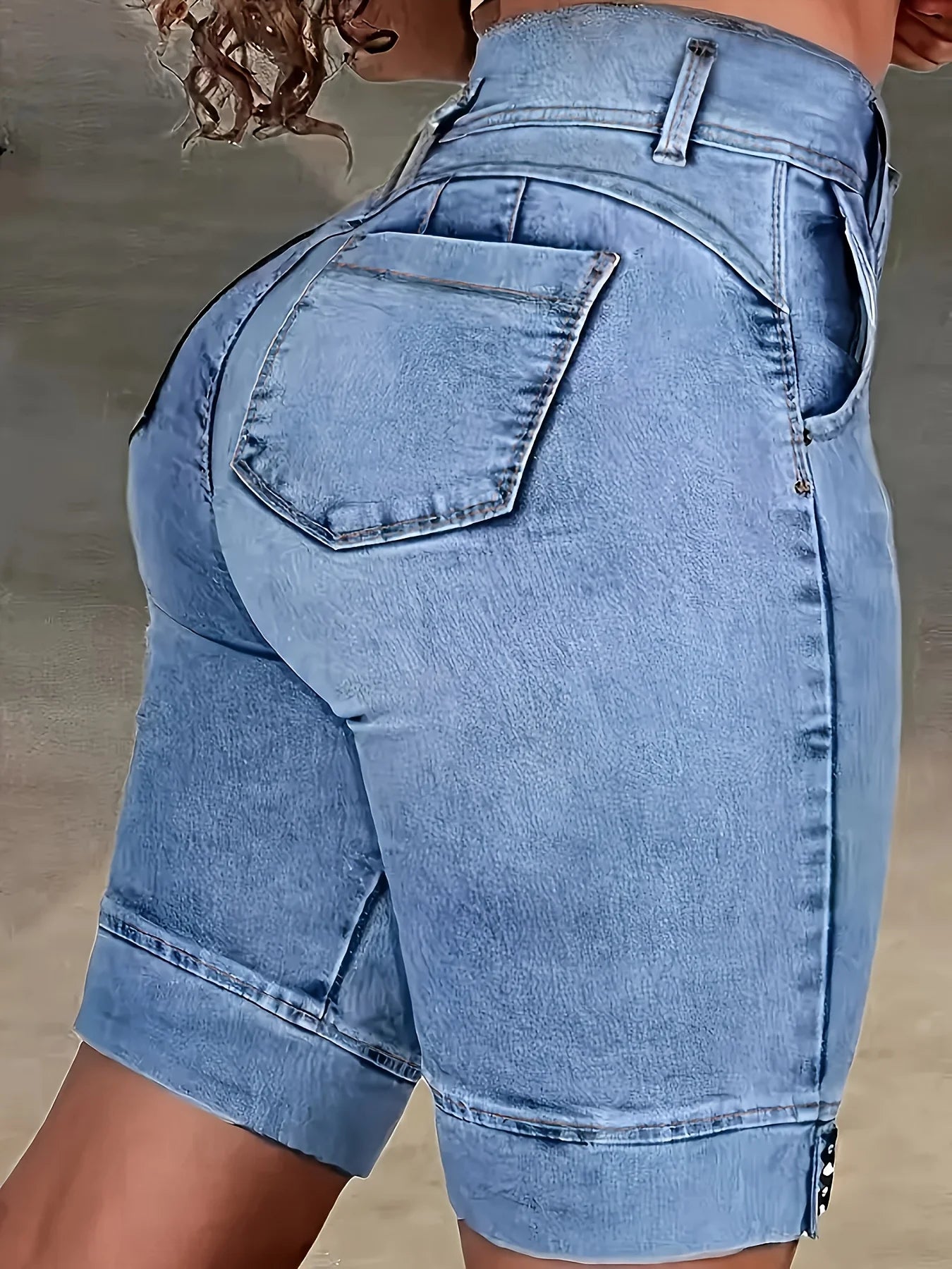 Women's Double-Buckle Slim Fit Denim Jeans