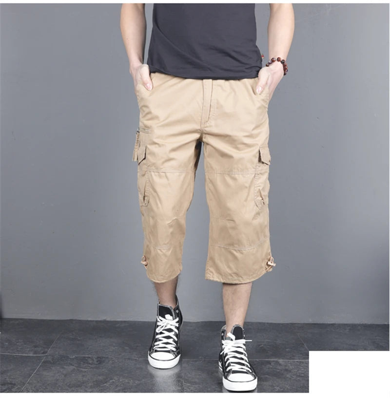 DOUSE Men's Multi-Pocket Cargo Shorts – Military Tactical Cotton Capri Pants
