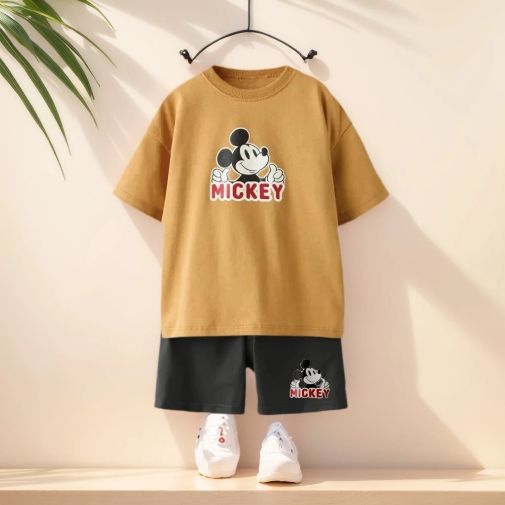 Boys' Cartoon Print T-Shirt & Shorts Set