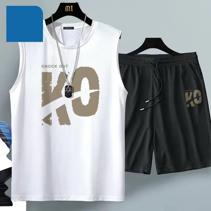 Men's Harajuku Basketball Sports 2-Piece Set