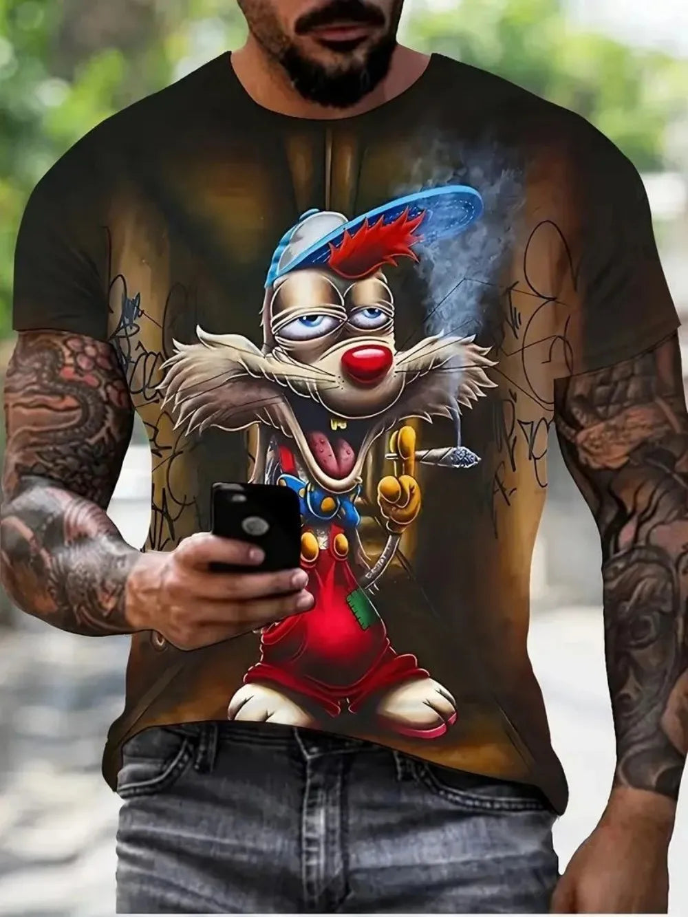 Men's 3D Pattern Print Breathable T-Shirt