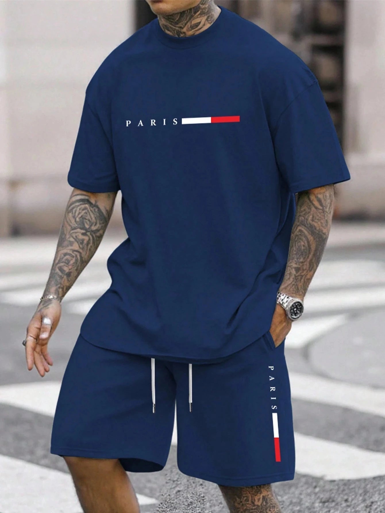 Men's O-Neck T-Shirt & Shorts Casual Set