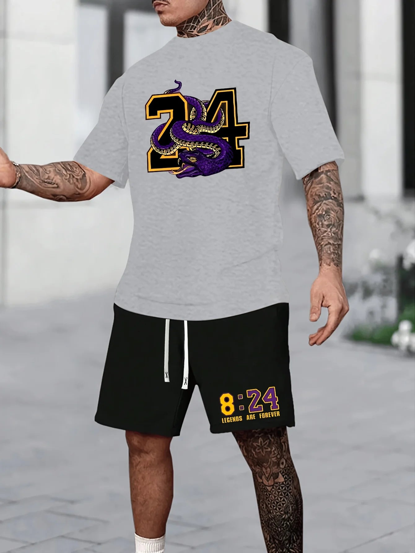 Men's Chicago Print T-Shirt & Shorts Set