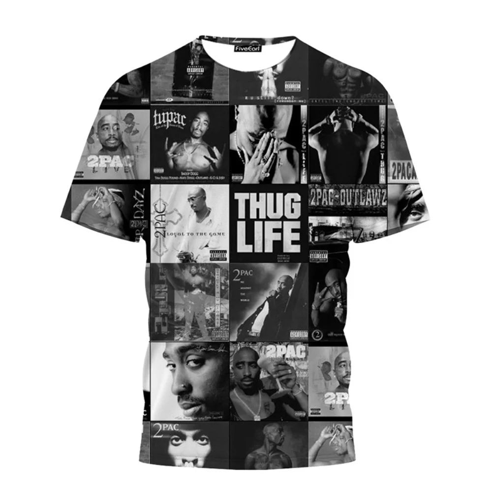 Men's 2Pac Hip-Hop Graphic T-Shirt