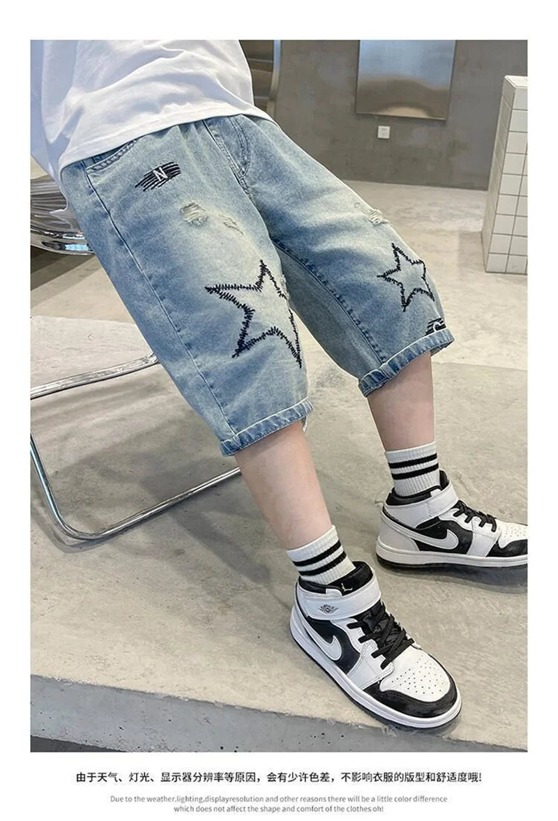 Boys' Wide-Leg Denim Shorts