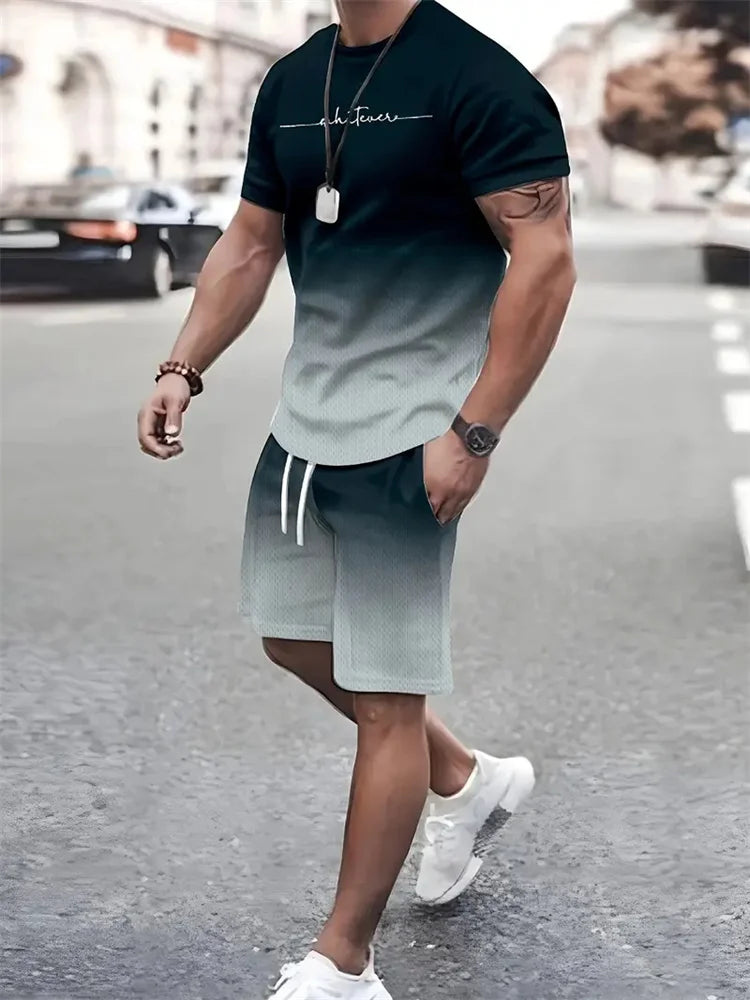 Men's 3D Print Oversized T-Shirt & Shorts Set