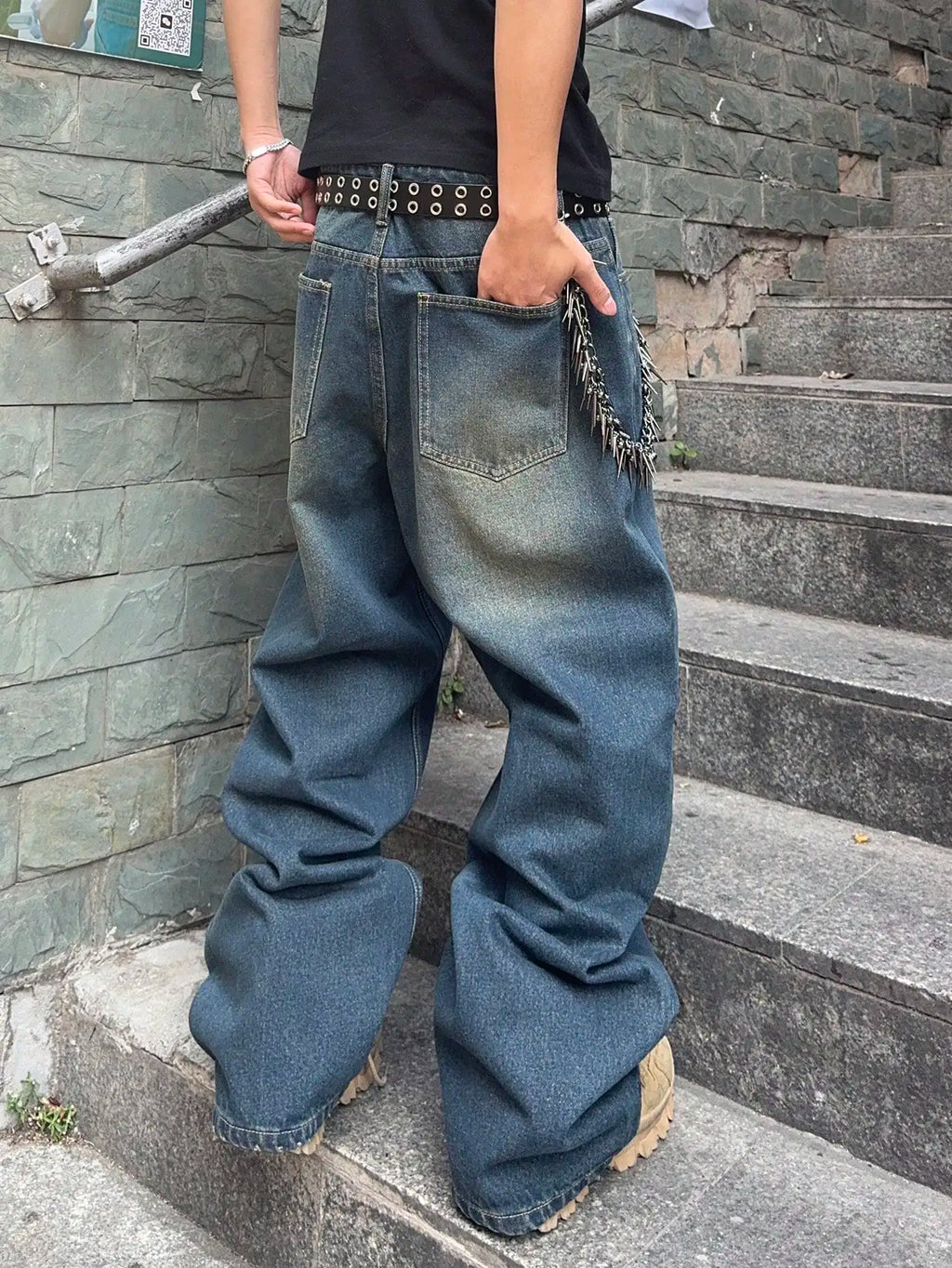 Men's Y2K Baggy Wide-Leg Denim Jeans