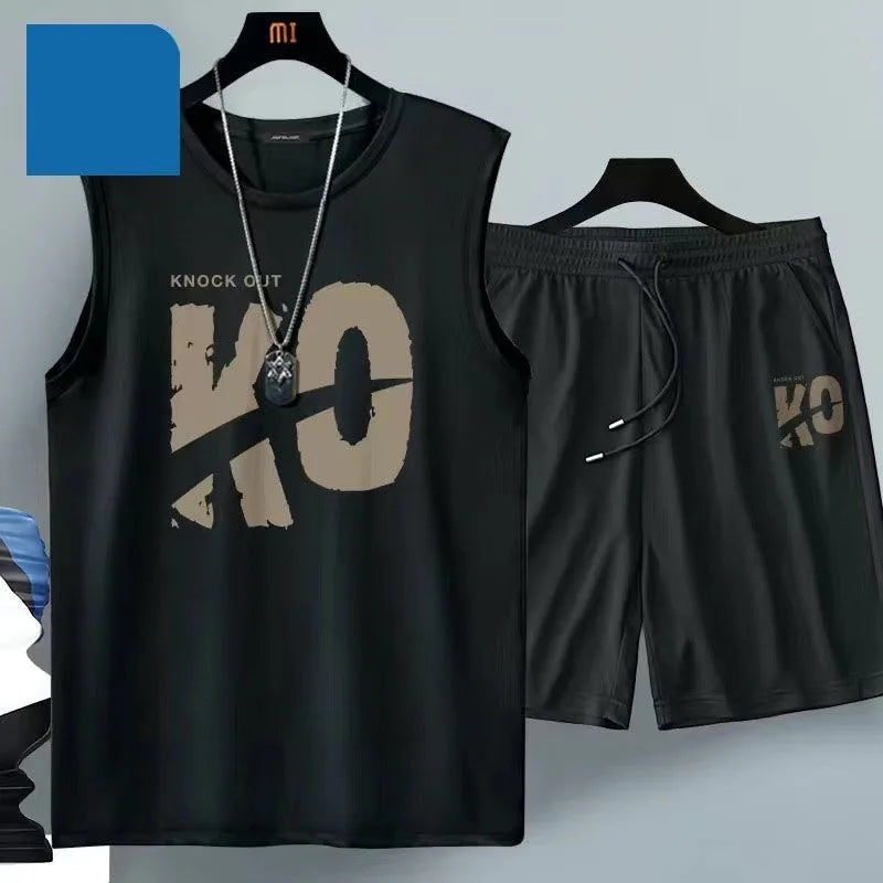 Men's Harajuku Basketball Sports 2-Piece Set