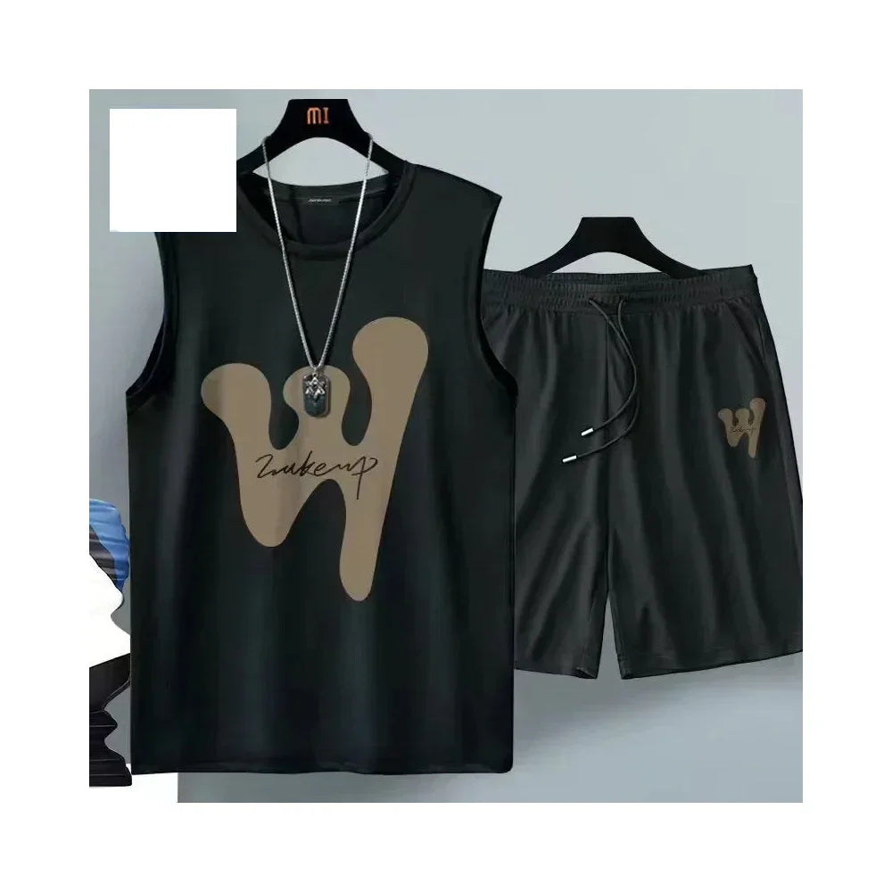 Men's Harajuku Basketball Sports 2-Piece Set