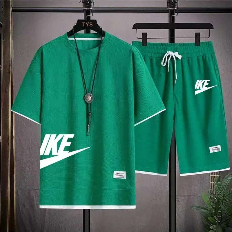 Men's Casual Printed T-Shirt & Shorts Set