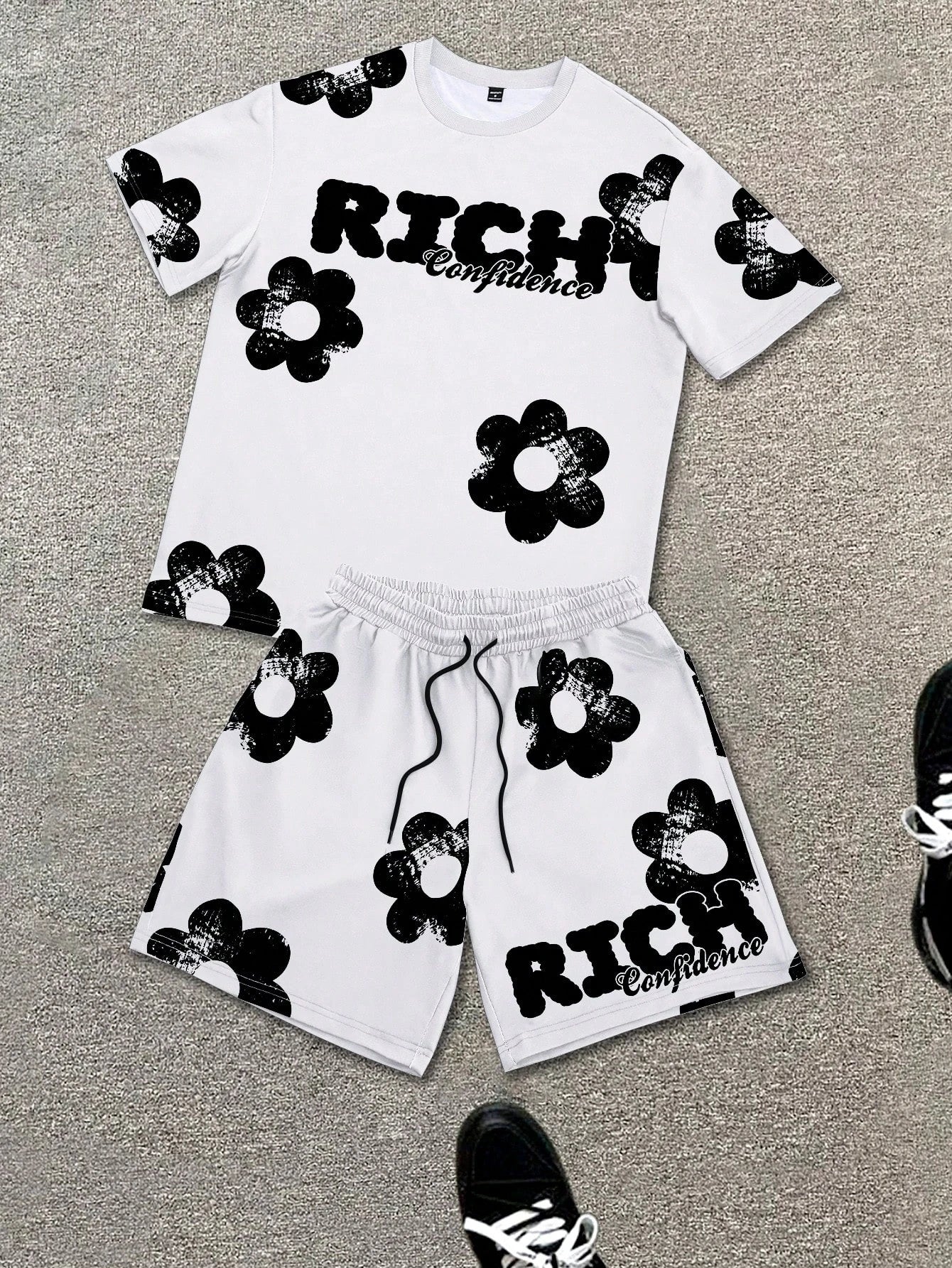 Men's Floral Graphic Tee & Shorts Set