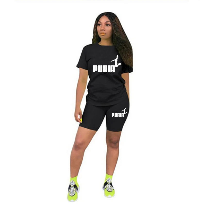 Women's O-Neck T-Shirt & Shorts Tracksuit Set