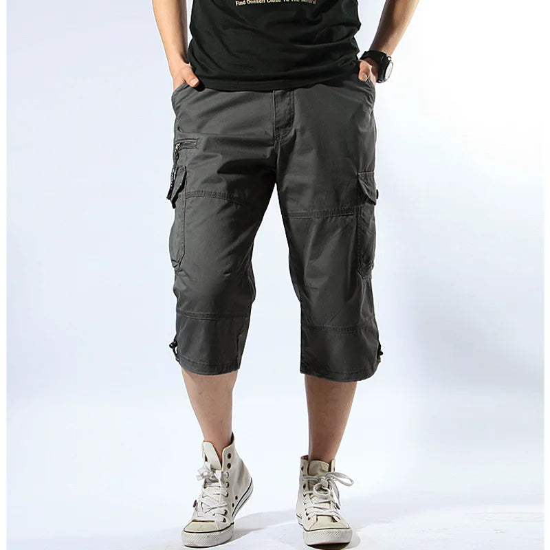 DOUSE Men's Multi-Pocket Cargo Shorts – Military Tactical Cotton Capri Pants