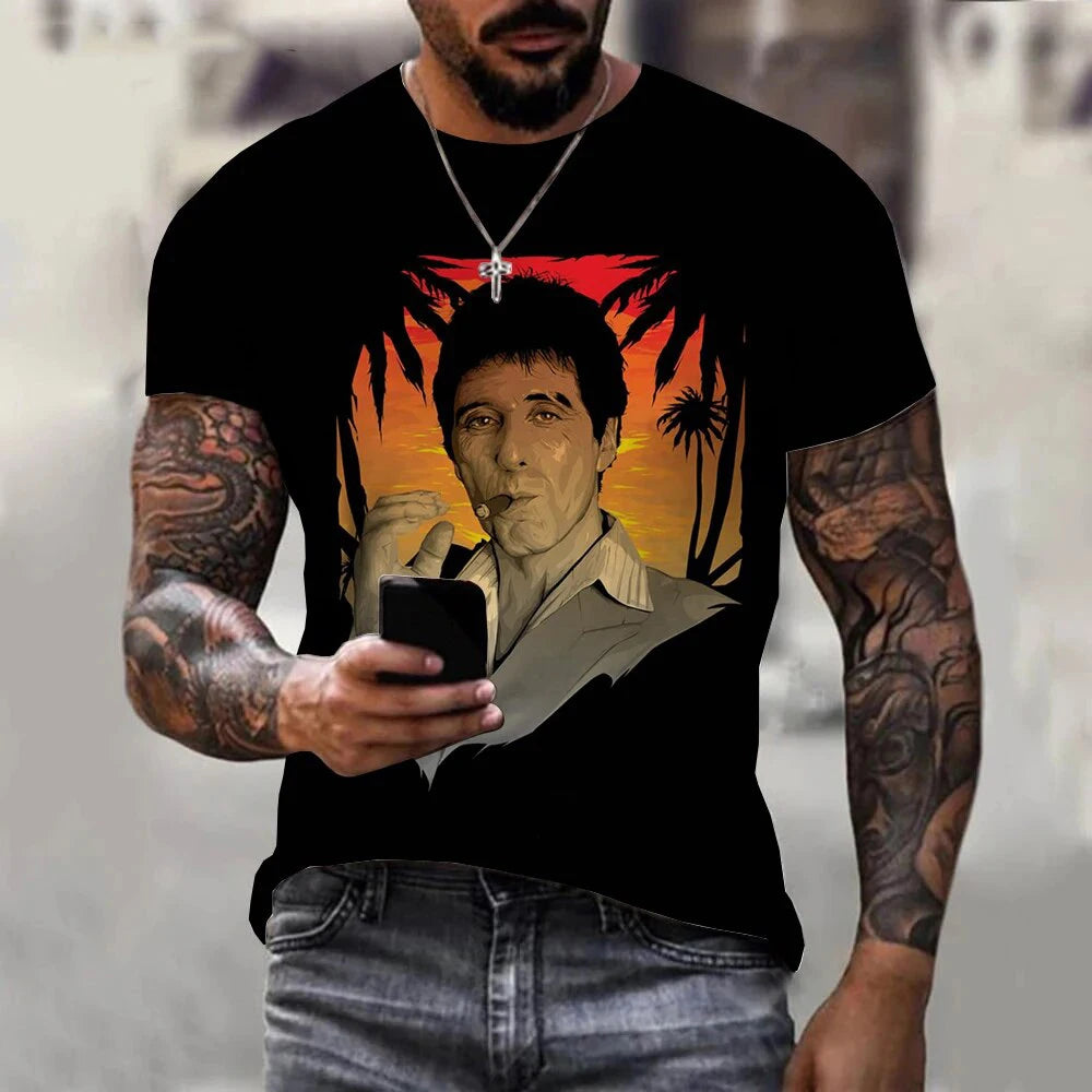 Men's Scarface 3D Print Quick-Dry T-Shirt