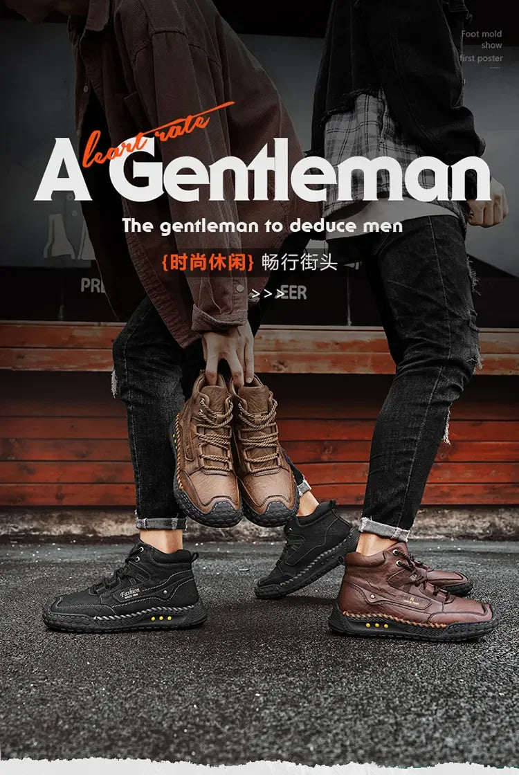 Men's Retro Lace-Up Casual Boots
