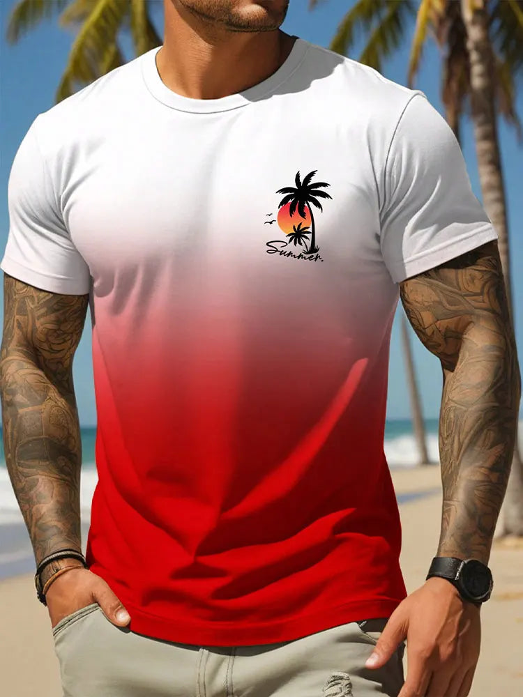 Men's Hawaiian 3D Print Beach T-Shirt