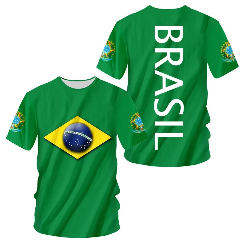 Men's Brazilian Flag 3D Oversized Print T-Shirt