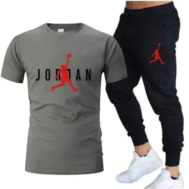 Men's Printed Leisure T-Shirt & Shorts Set