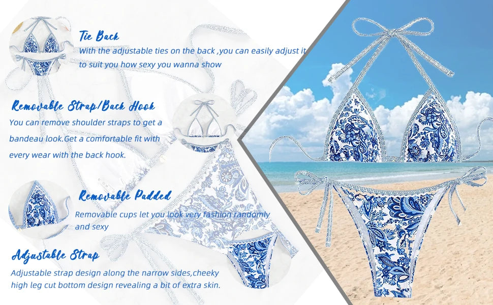 Women's Halter Triangle String Bikini