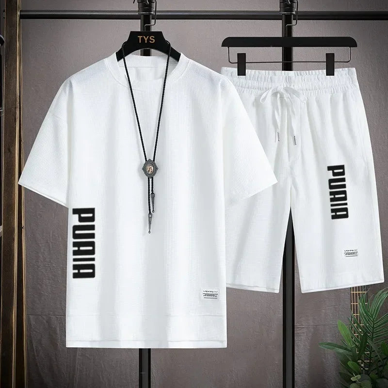 Men's Printed T-Shirt & Shorts Running Set