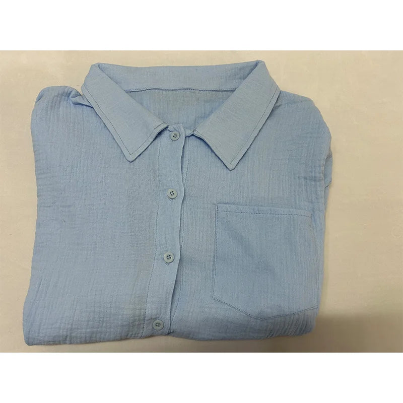 Women's Muslin Button Short Suit Set
