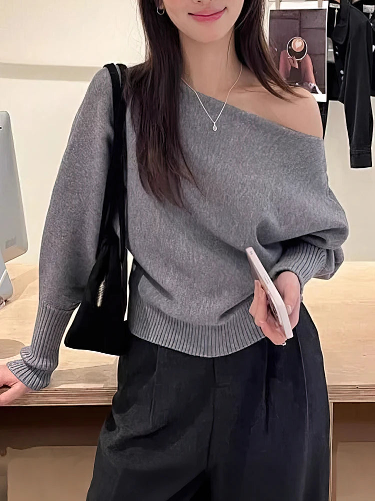 Women's Off-Shoulder Batwing Knit Sweater
