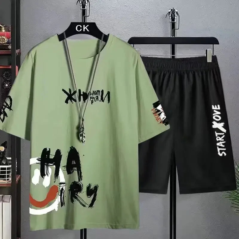 Men's Fashion T-Shirt & Shorts Sports Set