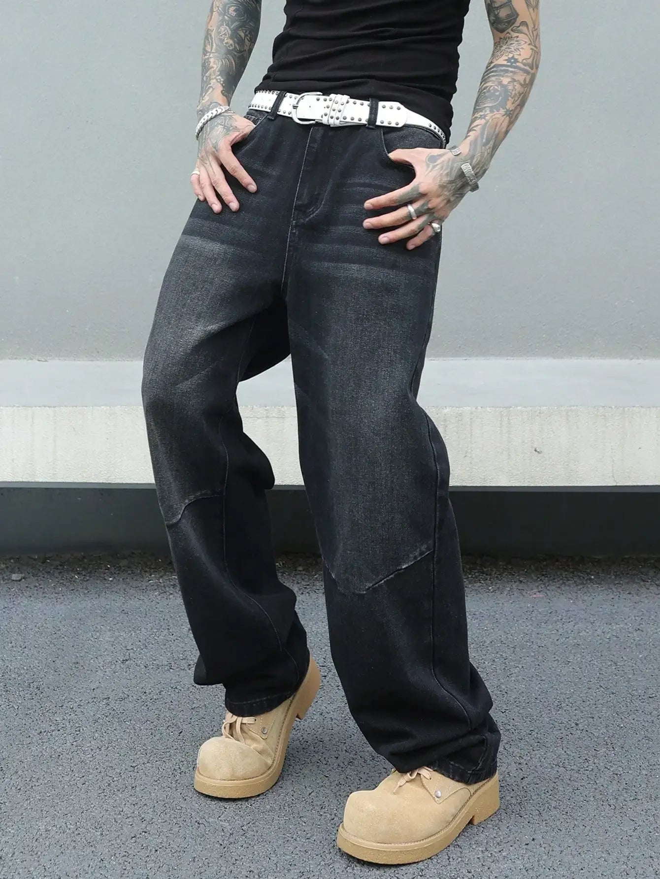 Men's Y2K Baggy Straight-Leg Denim Jeans